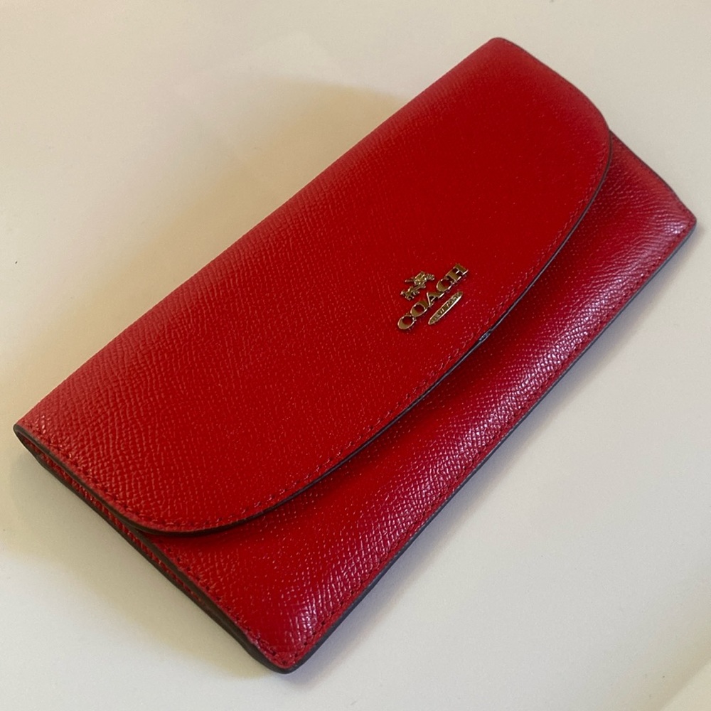 Coach Red Leather Soft Wallet